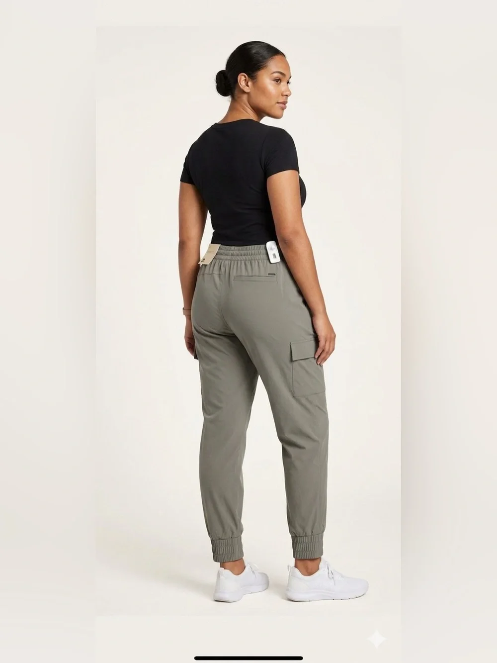 All In‎ Motion women's Stretch Woven Cargo Pants Olive Green Joggers XL New